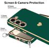 Coque pour samsung galaxy s25 - motif cœur anti-rayures ultra slim avec cordon vert nuit