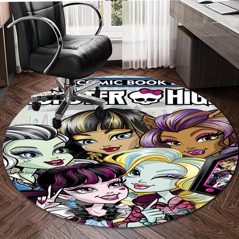 1pc Monster High Draculaura2 Design Printed Area Round Carpet for Bedroom Living Room Home Decor Rugs Mat Non Slip Mat Rug for Bedside