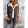 IHUASU Women's Vintage Casual Solid Color Print Spring Autumn SleevelessJackets & Coats Unique Design
