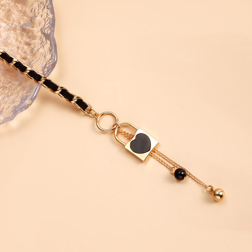 Black Flannel Wrapped Choker Zinc Zinc Alloy Star Tassel Necklace Chic Love Heart Fritillary Necklace Women