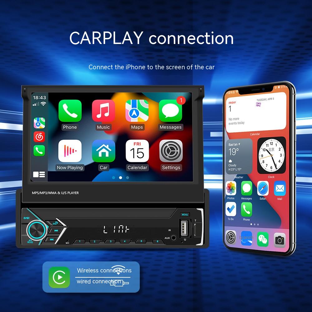 

Проводной / беспроводной CarPlay Автомобильный Bluetooth подключаемый радио 7-дюймовый HD телескопический экран MP5 на автомобиле