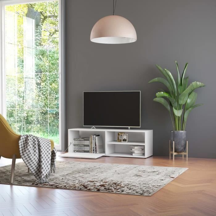 VidaXL Meuble TV Blanc 120x34x37 cm Aggloméré