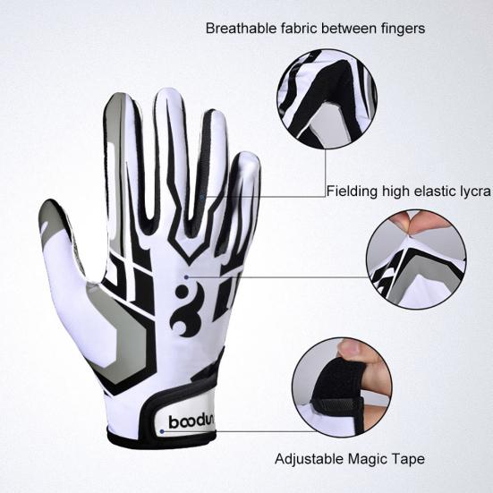 BOODUN Unisex Rugby Full Finger Breathable Anti-slip American Football Gloves