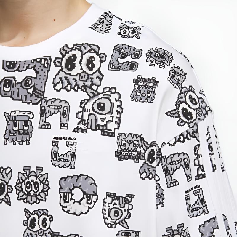Adidas Neo Sports Print Breathable Short Sleeve T-Shirt Unisex Tops White IK5133
