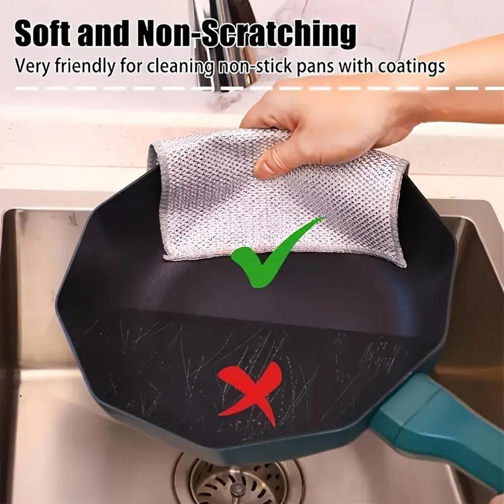1/3/5/10 New Upgraded Single/Double-Layer Scratch Resistant Wire Dishcloths Scratch Resistant Wire Dishcloths Kitchen Cleaning
