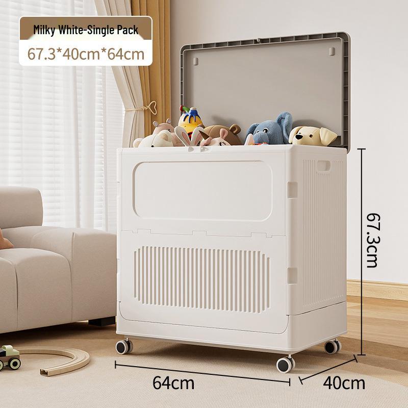 Foldable Plush Toy Storage Basket - Extra Large Flip-Top Box for Living Room