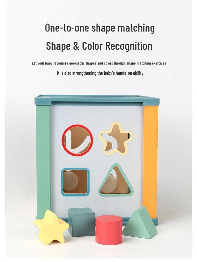 Wooden Ocean & Forest Educational Activity Cube for Children: Slide, Match, and Bead Maze Puzzle