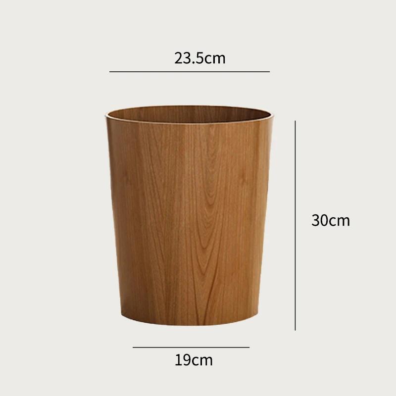 Creative Wooden Trash Can Round Simple Cleaning Tools Garbage Can Home Wastebasket Bathroom Trash Bin Kitchen Waste Storage Bins