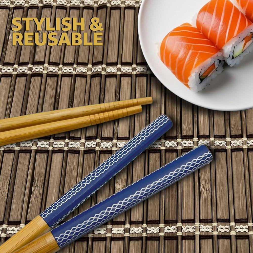 Premium Quality Bamboo Chopsticks Set, Eco-friendly & Reble Sushi Utensils, Lightweight Natural Bamboo for Asian Dining ,Ideal Gift for Food Lovers