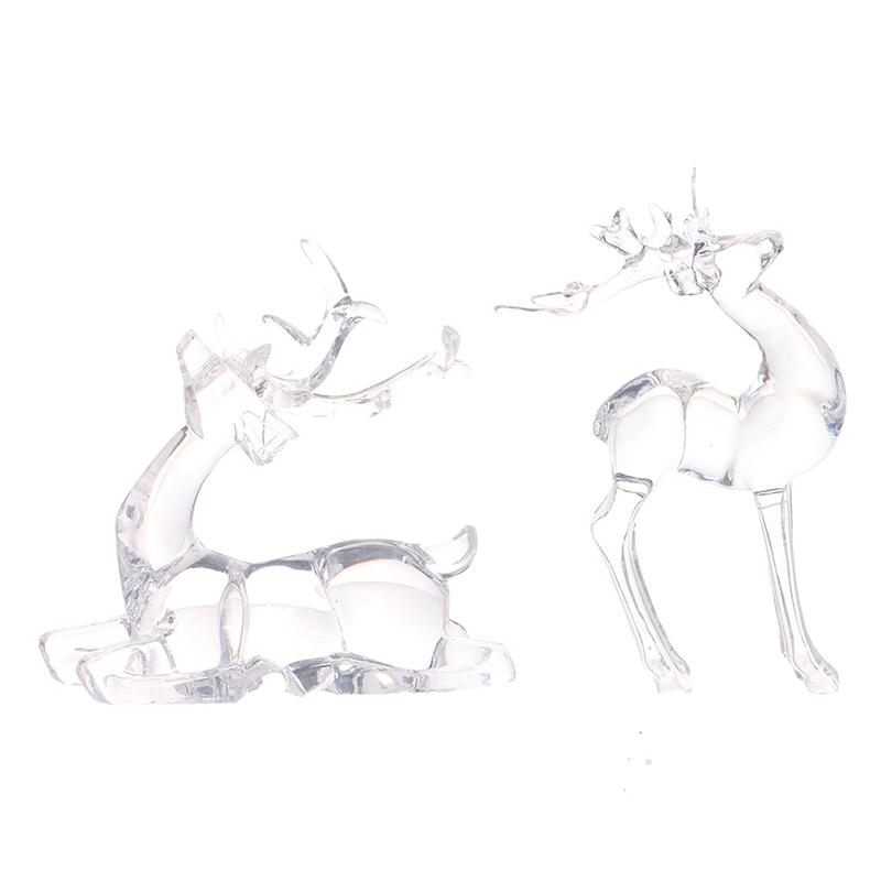 1Pc  Deer Figurines Desktop Ornament Transparent Elk Reindeer Sculpture