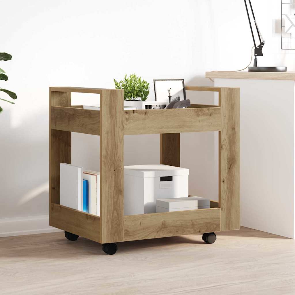 Artisan Oak Mobile Desk Cart 60 x 45 x 60 cm Engineered Wood