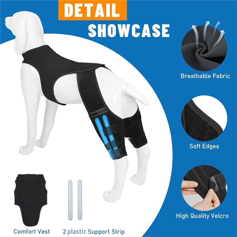 Adjustable Dog Knee Brace Breathable Durable Leg Support Bracket Reflective Design Joint Support Pet Knee Wound Protection