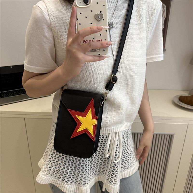 Solid color simple and fashionable vertical square small bag women's bag spring and summer new messenger bag mobile phone bag