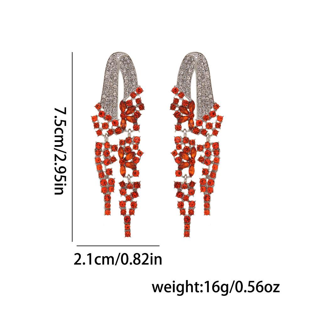 Luxury Colored Gem Tassel Earrings: High-End Diamond Long Dangle Earrings for Evening Gowns