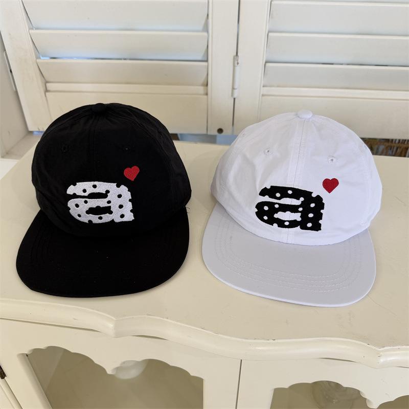 Spring and Summer Quick-drying Polka Dot Love Embroidery a Letter Baseball Hat Men and Women Breathable Flat Brim Soft Top Cap