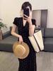 Elegant French-Style V-Neck Slim Fit Women's Summer Dress