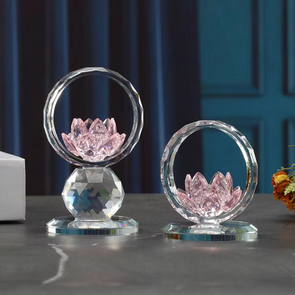 Reflection Effect Lotus Flower Figurine Stable Base Clear Lotus Flower Collectible  Home Decor