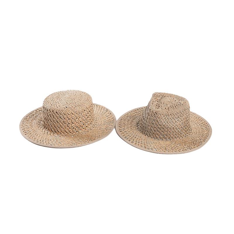 Spring and summer new fashionable and simple hand-woven hollow pattern natural straw hat outdoor beach travel sunscreen sunshade straw hat