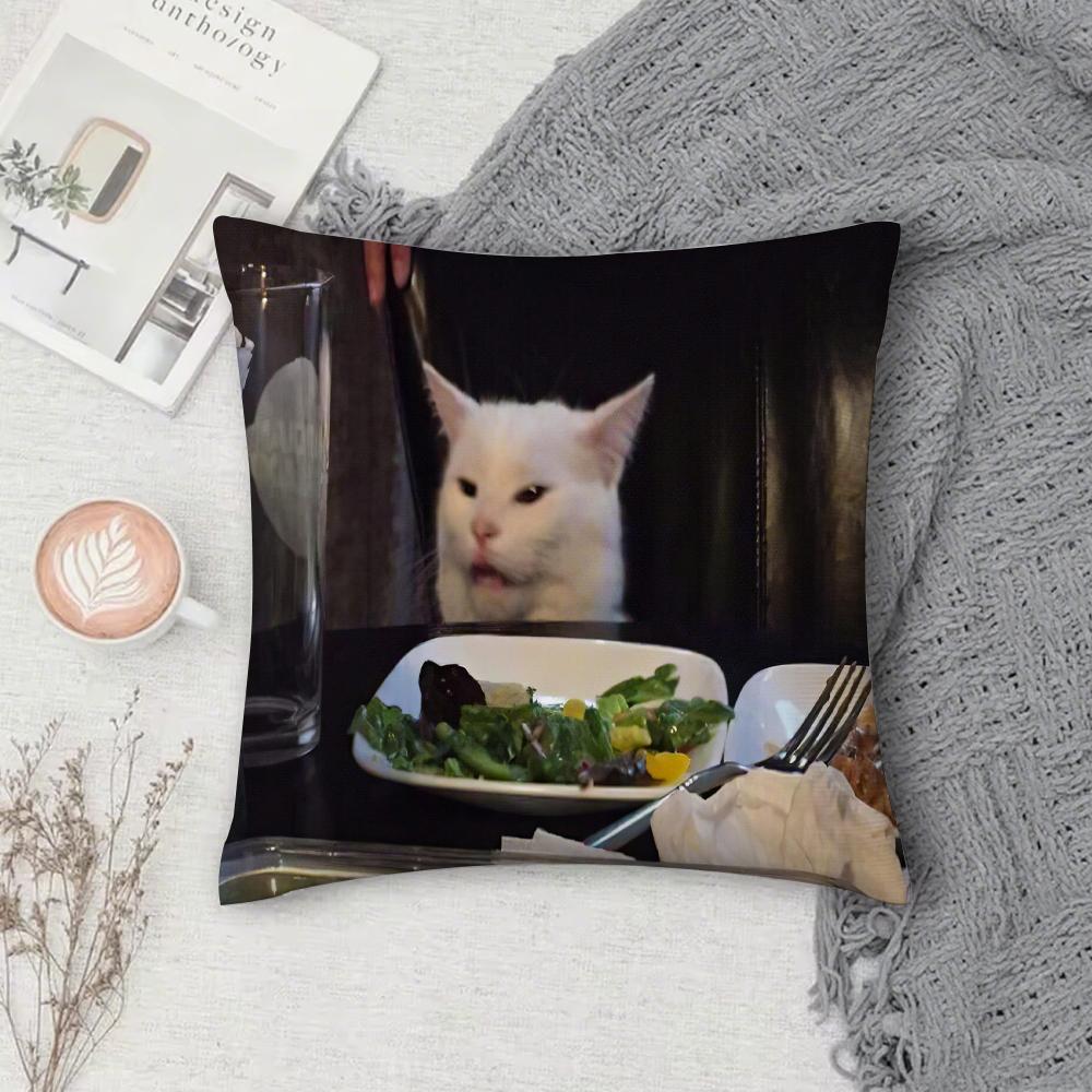 Кот Мем Смешная Наволочка Квадратная Диванная С Для Узора Удобная Подушка Подходящая Для Комнаты 12x12Inch
