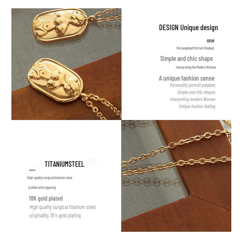 European & American Sexy Oval Pendant Designer Necklace with Embossed Figure on Versatile O-Shaped Chain