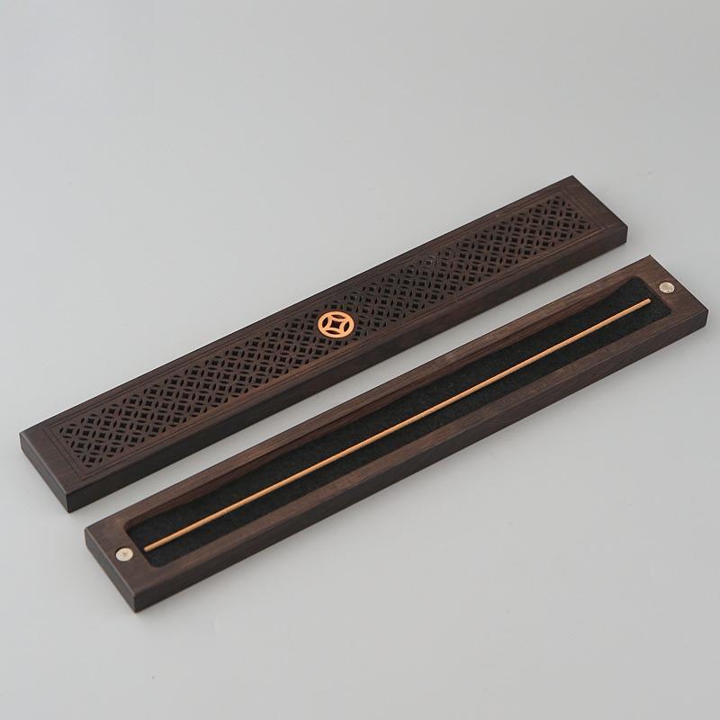 Ebony Lying Incense Box Wooden Line Incense Box Sandalwood Burner Line Incense Plug Red Light Sandalwood