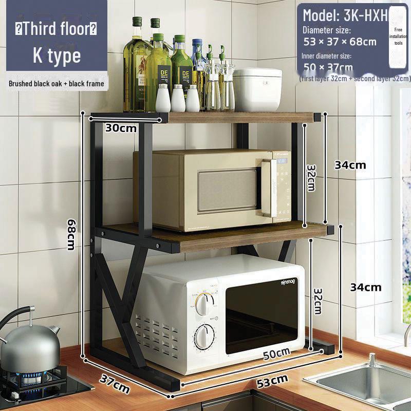 Three-Layer Kitchen Microwave and Spice Storage Rack