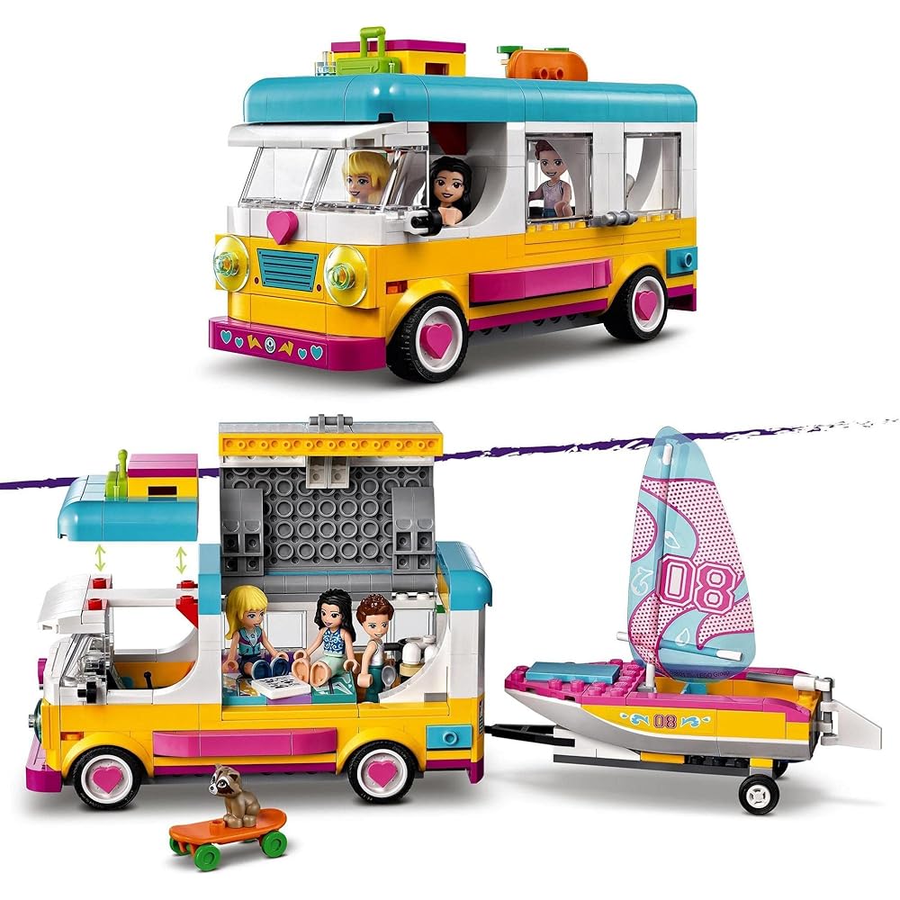 LEGO Friends Camping Car and Boat Set 41681 Toy for Girls 7 Years and Up Vehicle Playset