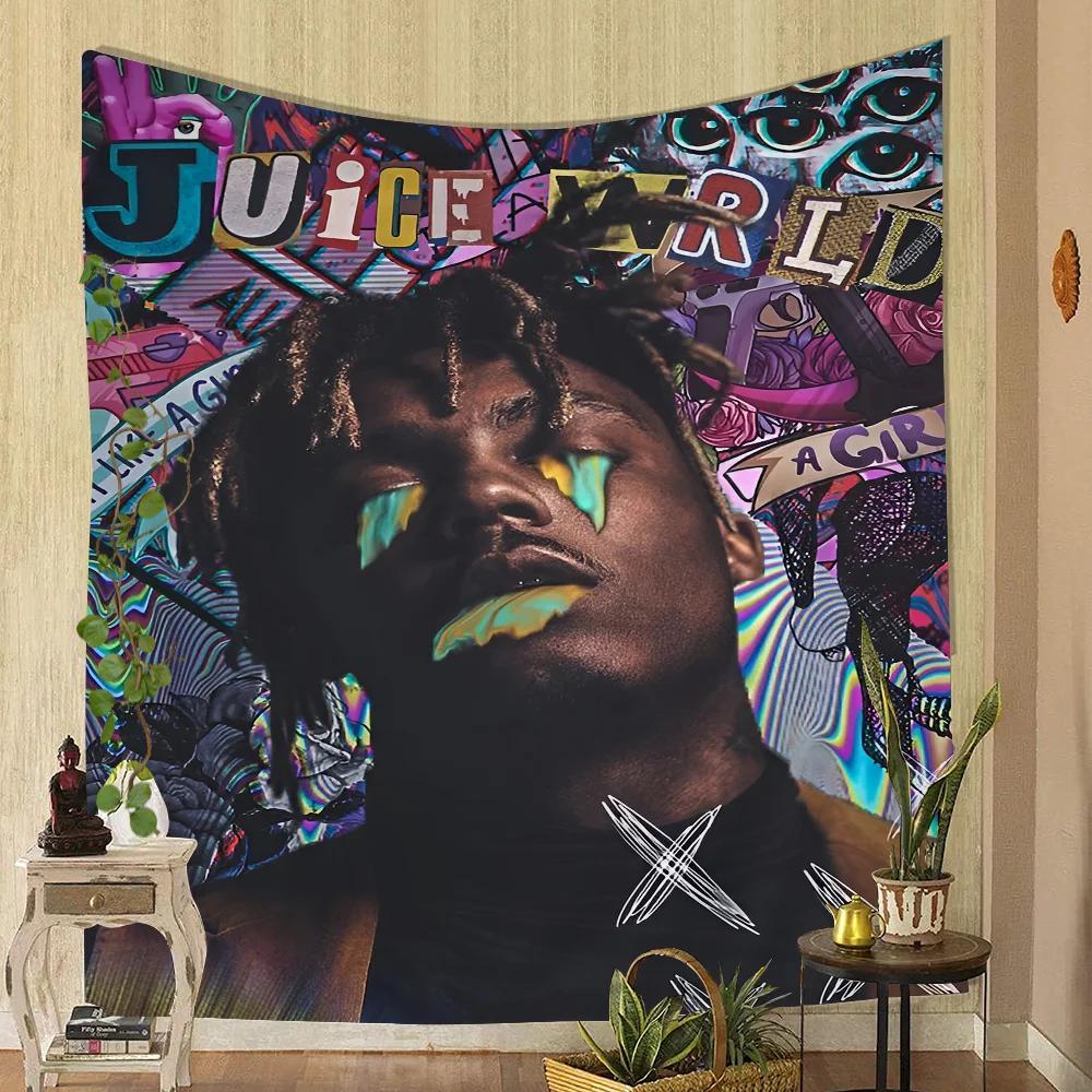 1PC Juice Wrld Tapestry Printed Large Wall Tapestry Art Science Fiction Room Home Decor Decor Blanket