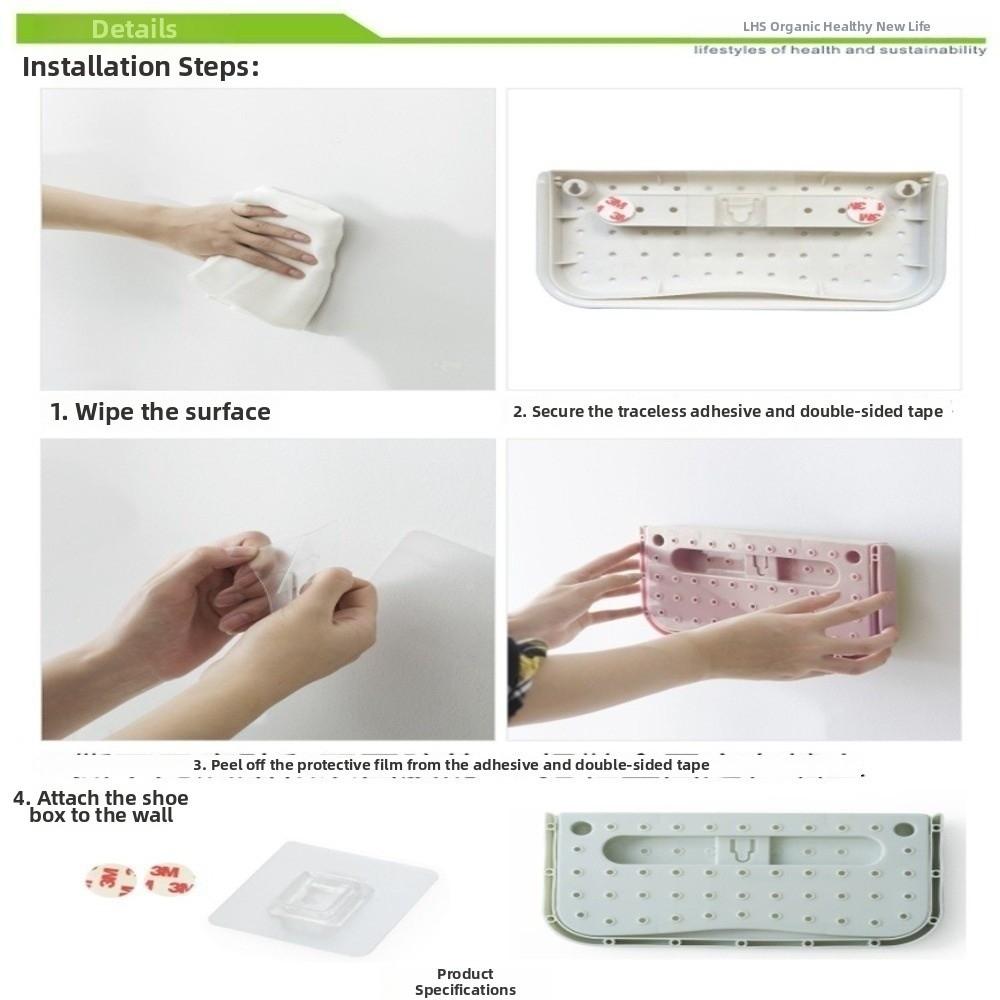 Folding Design Shoes Rack Self Adhesive Shoes Storage Rack Wall Mounted Rack  Bathroom Storage