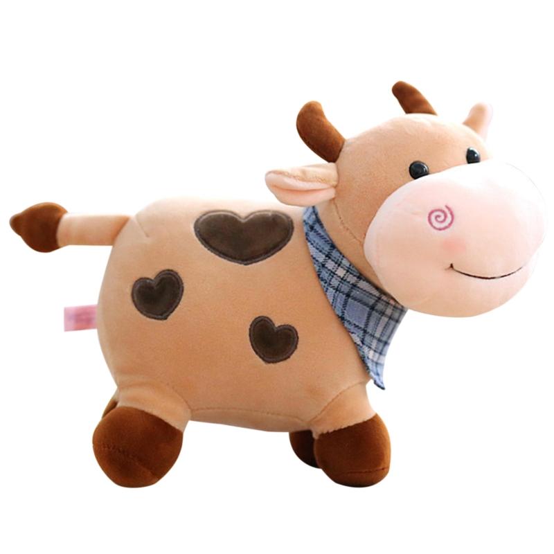 Fluffy Cow Plush Stuffed Mascot Toy Cuddle Pillow Plush for Doll Baby Soothing Toy Non-Deform Ornament Gear Store Toy 11