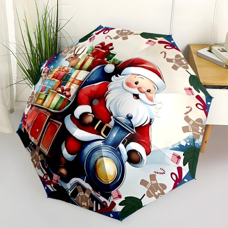

1pc Santa Claus Automatic Open/Close Umbrella - Portable Collapsible Umbrella with 8-Rib Stability, Fashion Lovers yy251017163