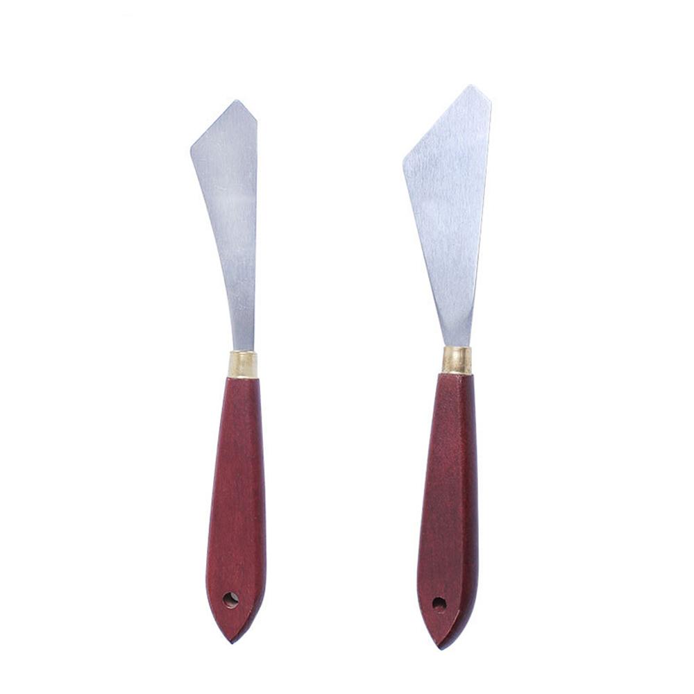 4 Pcs Painting Knife Set Stainless Steel Scrapers Wooden Handle Tray Tools Paint Tray Scrapers Supplies Drawing Mixer