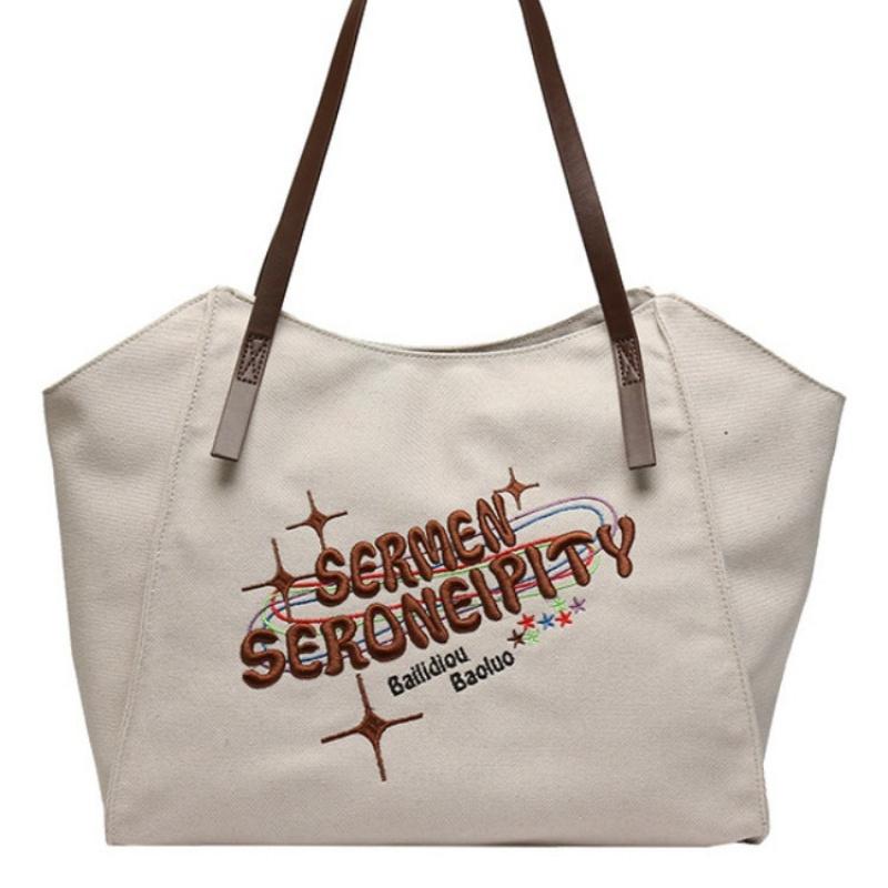 Large-capacity canvas bag for women, trendy shoulder bag for class and commuting, handbag tote bag