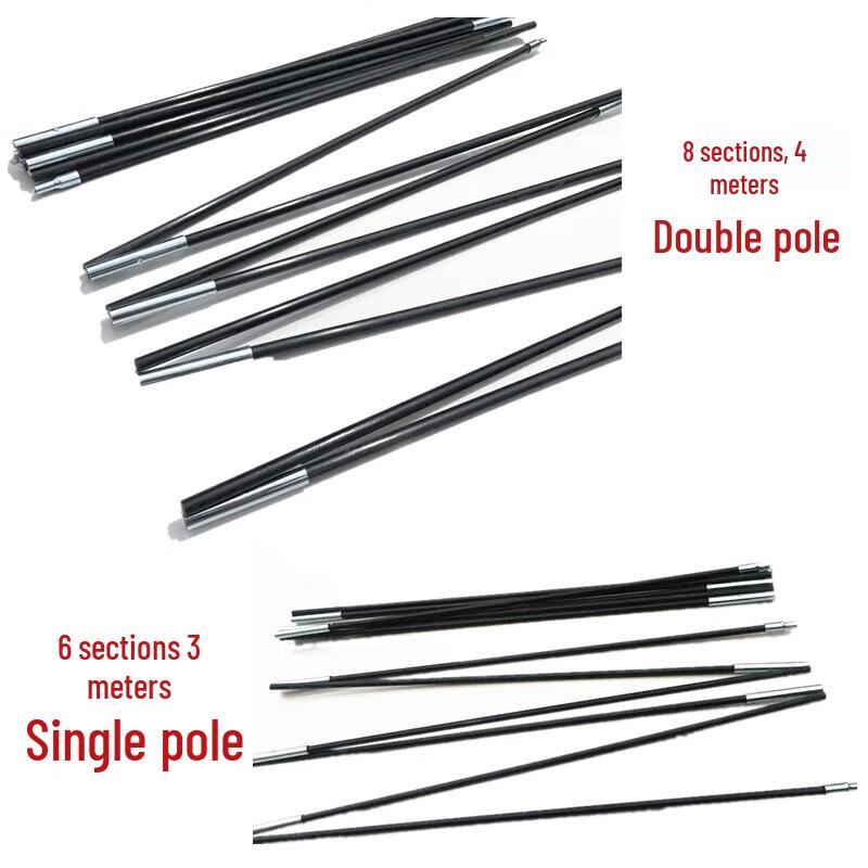 Outdoor Camping Tent Poles - 6-Section, 3-Meter (Set of 2)