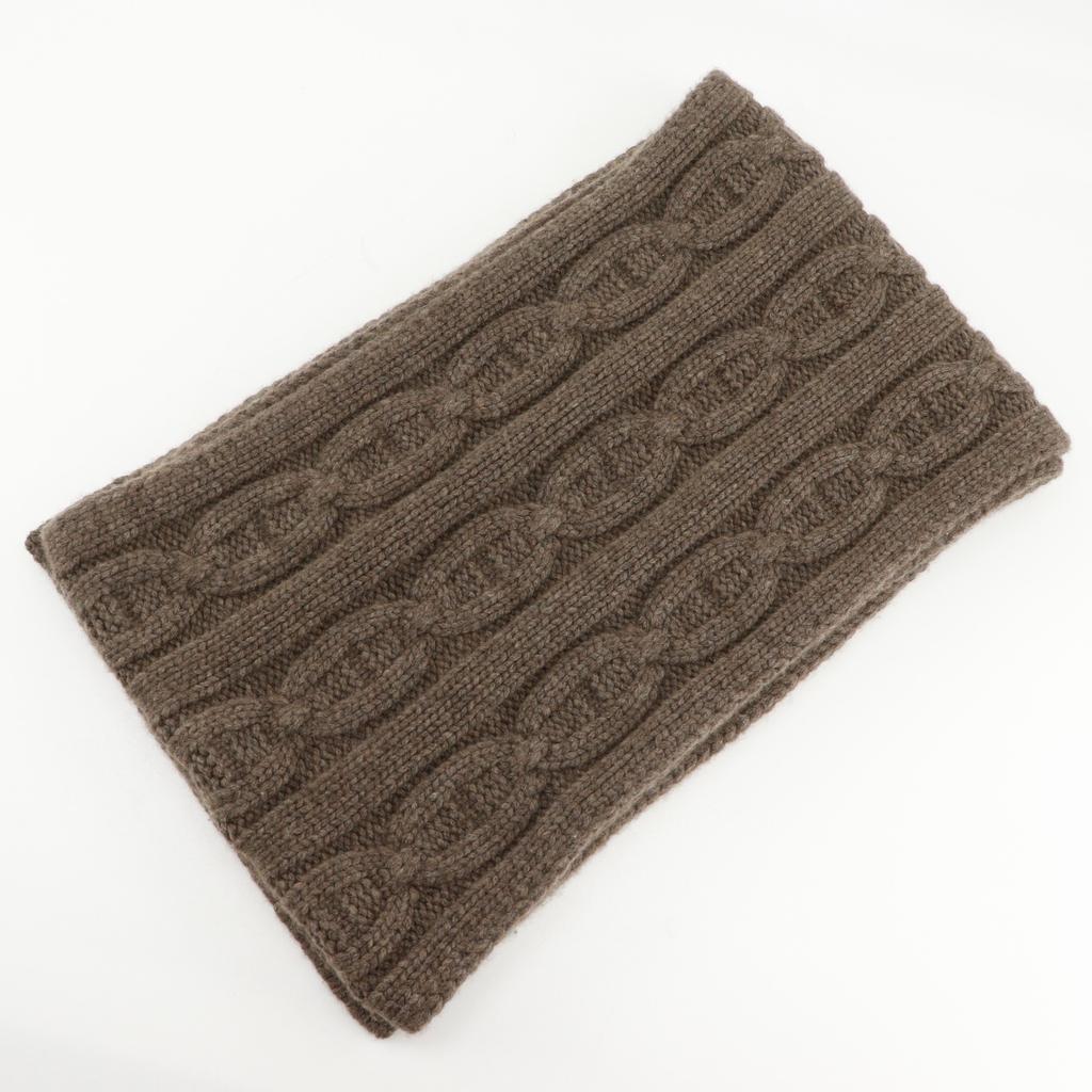 HERMES Chaine d’Ancre Scarf gray cashmere unisex Used