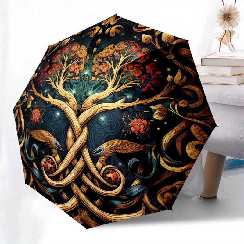 Tree of Life Mandala Wall Art: Nature's Harmony In Every DetailUmbrella, Portable 3-Fold Compact Umbrella for Men & Women Gift