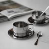 Stainless Steel Coffee Cup Set Double Walled Heat Resistant Coffee Mug with Spoon and Saucer Drink Tableware Kitchen Cafe Tools