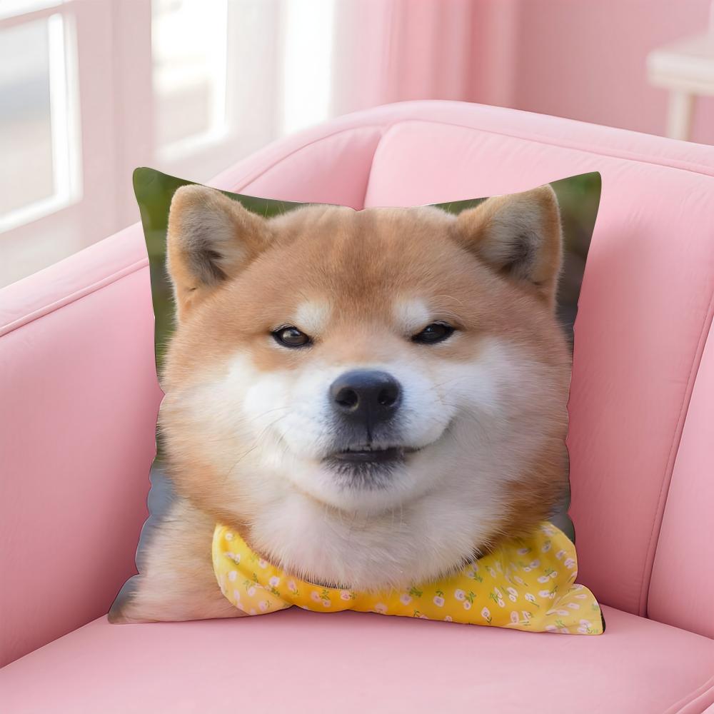 Adorable Japanese Animal Dog Art Cute Shiba Inu Cushion Cover Pillow Case Soft Skin Friendly Fabric  Concealed Zipper