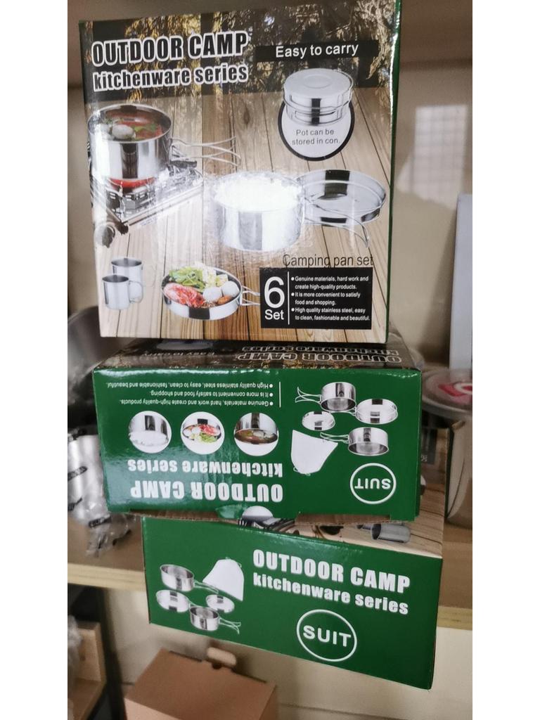 304 Stainless Steel Folding Camping Tableware Set - Durable, Portable, and Collapsible Cookware for Outdoor Adventures.