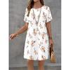 Women Elegant Temperament Dress Summer New Short Sleeved Dress Fashion New Flower Print Casual Retro Mini A-line Dress