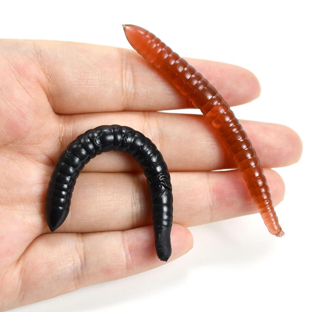 10Pcs 80mm 2.6g Worm Soft Bait Earthworm Salt Scent Infused Realistic Wriggle High-Elastic Soft Noodle Worm Lure Durable