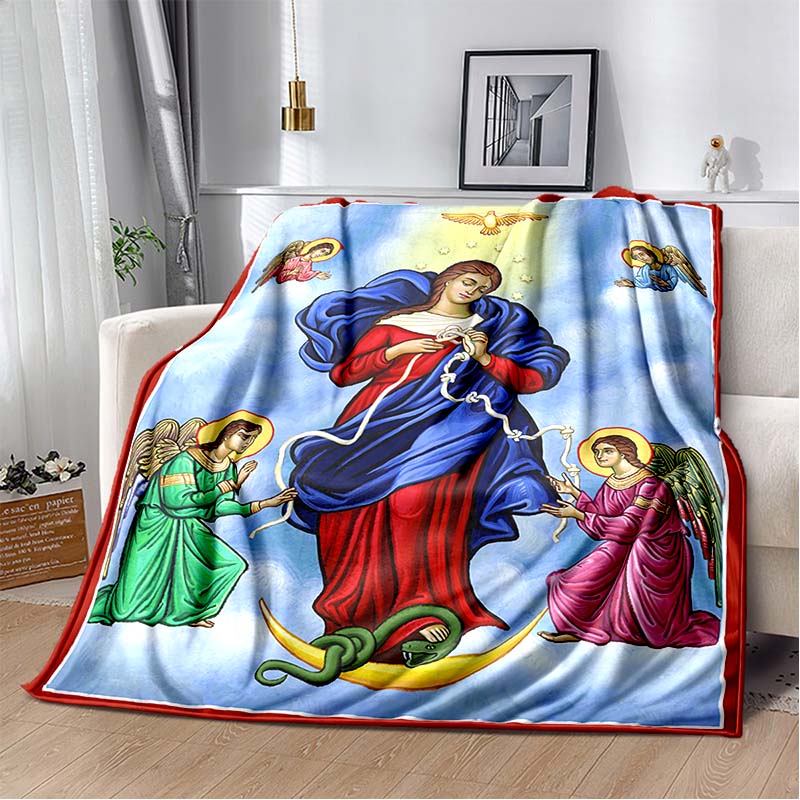 1 PC 3D printed flannel blanket (Our Lady of Guadalupe pattern) home blanket birthday gift. Customizable.