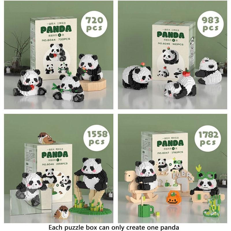 Panda Micro Building Blocks Puzzle Toy Plastic Material, Perfect Gift For Kids, 720-1782 Pieces Available