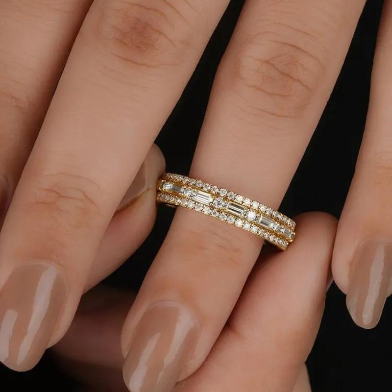 925 Sterling Silver Golden Simpe Rectangular Round Zircon Ring for Women Engagement Wedding Luxury High Quality Fine Jewelry