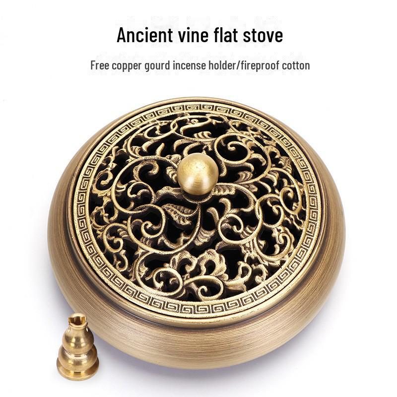 Jinlian Räuchergefäß aus Messing mit flachem Boden für den Heim- und Innenbereich