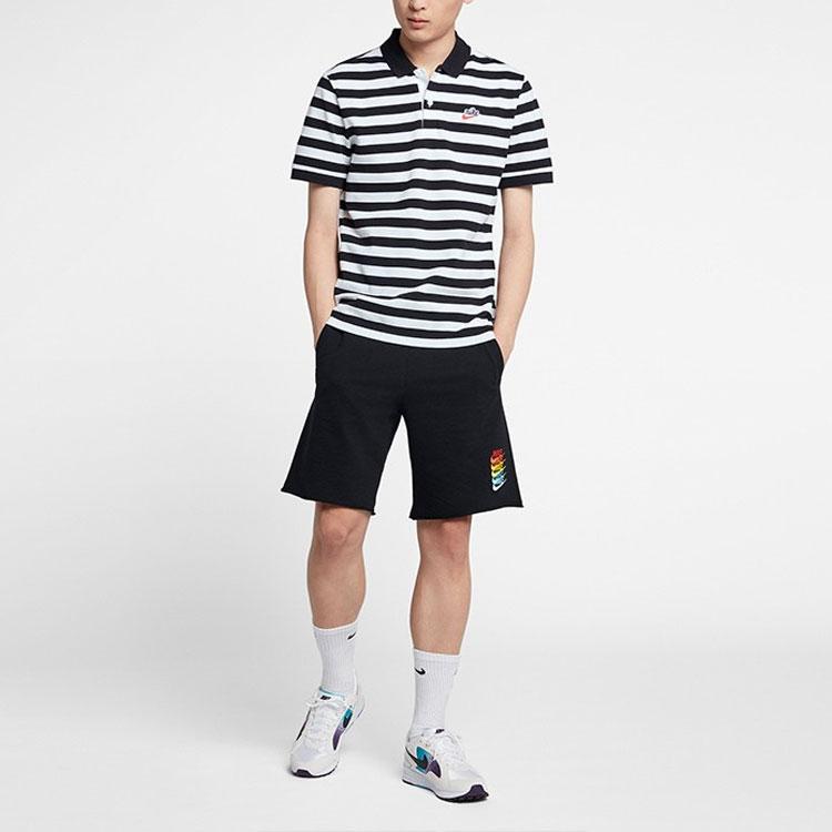 Nike Striped Short Sleeve Polo Shirt Men Tops Black BQ9075-010