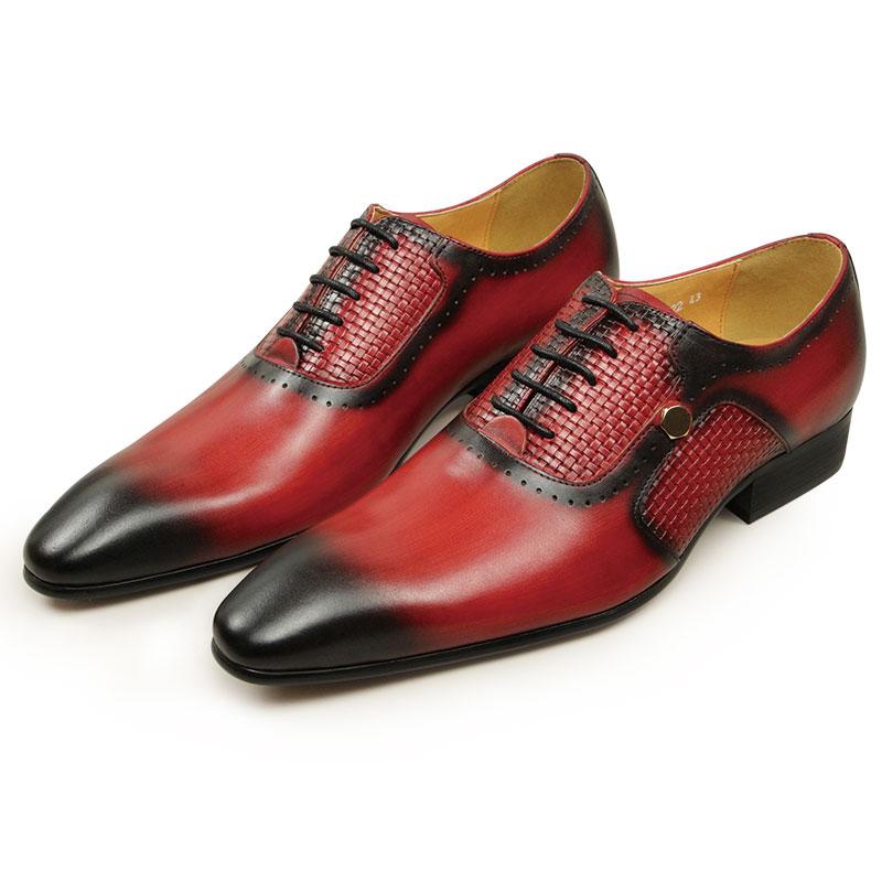 Mode Neue Herren Business Lederschuhe Mode Sommer Schnürschuhe Rot Schwarz Handgeschnitzt Hochzeitsschuhe Jubiläum Büro Oxford Schuhe