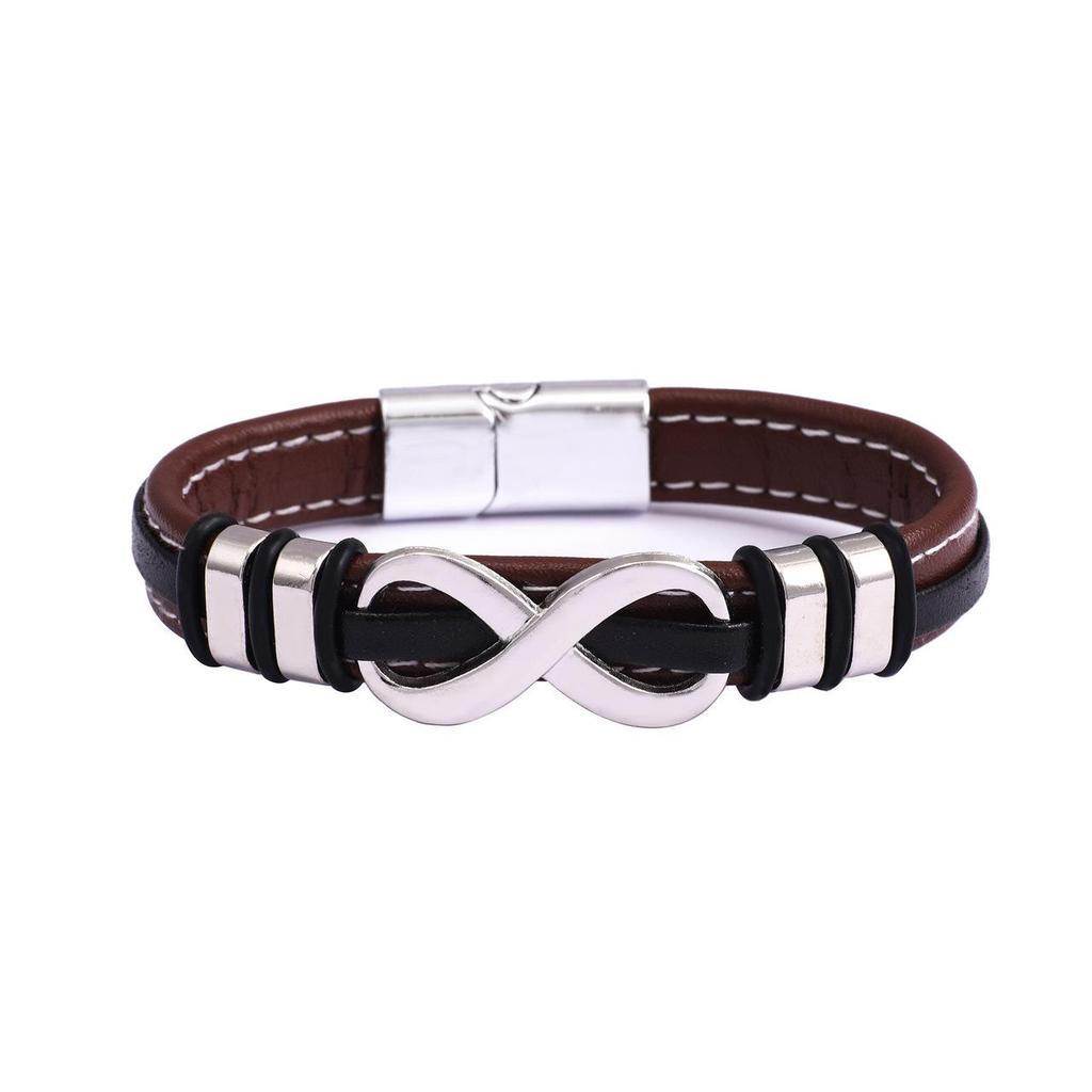 Unisex Leather Infinity Bracelet with Magnetic Clasp