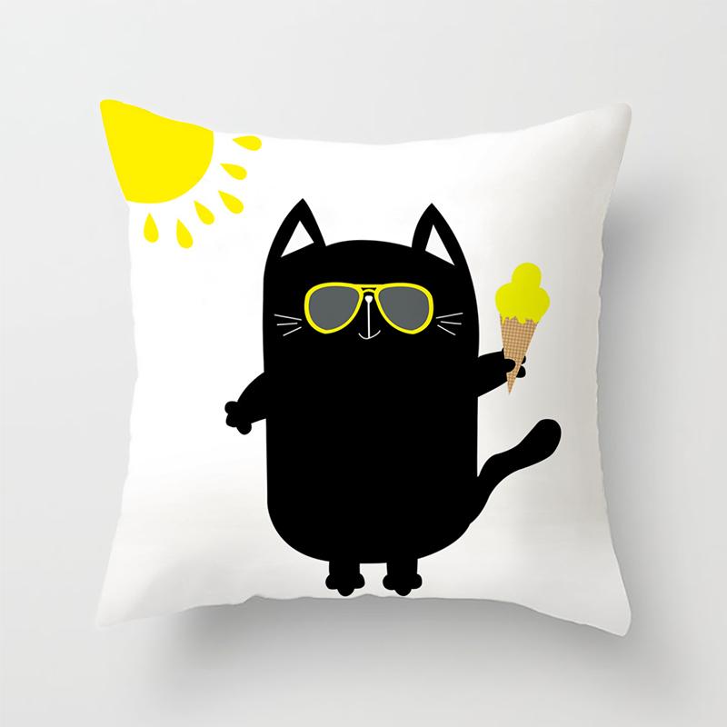Домашний декор, забавная черная наволочка с изображением кота-любовника, наволочка, наволочка для дивана, декоративная наволочка для автомобиля 40X40CM