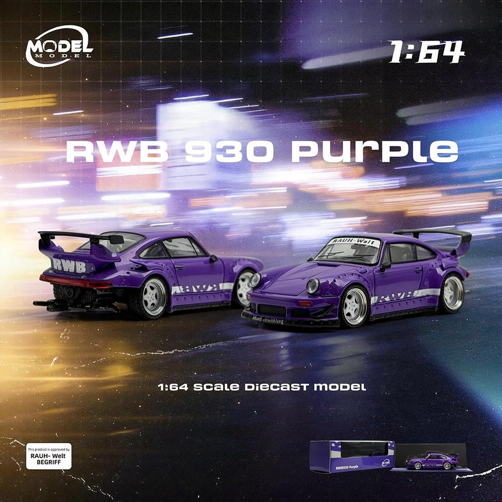 MODEL MODEL 1/64 RWB 930 Purple Diecast Model Car MM64-RWB930-003 Collectible Miniature Vehicle